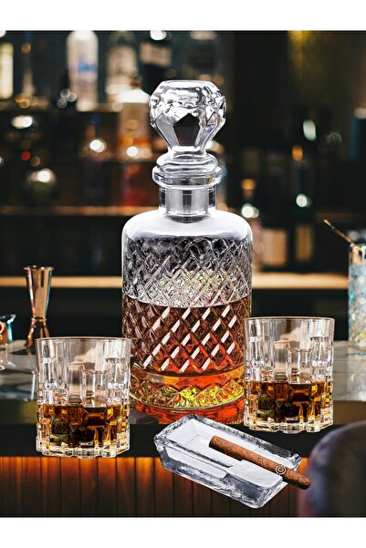 MADAME LUDA 7 Parça Viski Bardağı Takımı.(6 ADET VİSKİ BARDAĞI+1 ADET VİSKİ VOTKA KONYAK KARAFI SÜRAHİSİ)