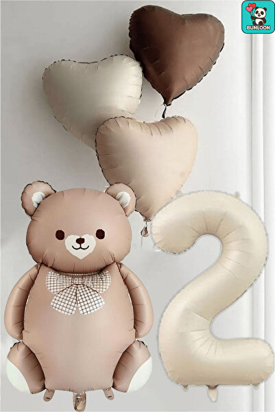 Bunloon ديكور عيد ميلاد بتصميم قلب مع دمية دب ورقائق كريمية وربطة عنق بنية ال...