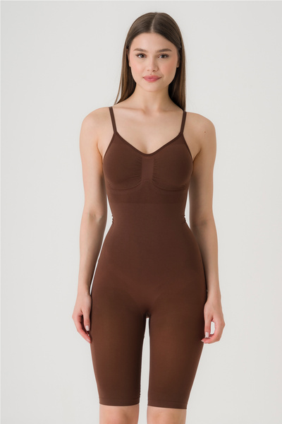 FANLEY Seamless Brown Shaping / Sculpting Corset Body with Shorts, Abdomen and Buttocks Shaper with Breast Support