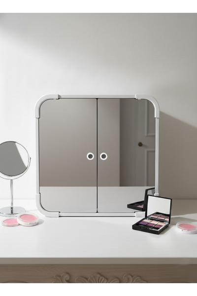 en-concept Luxury Gümüş Detaylı Makyaj ve Aksesuar Dolabı