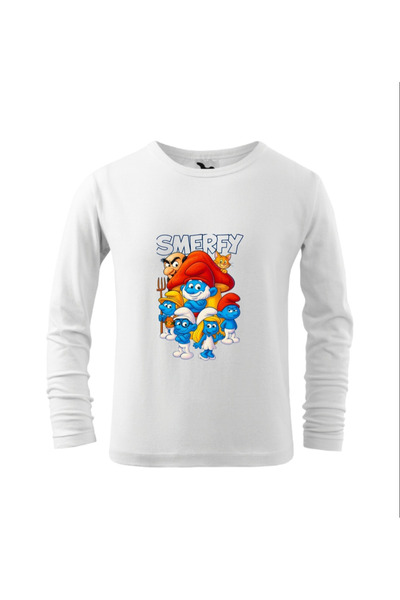 Malfini Strumfii Tricou Copii Mânecă Lunga Unisex Bumbac 100%