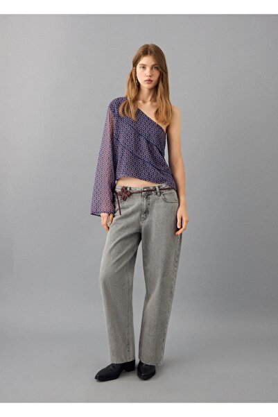 Mango Teen Desenli asimetrik bluz