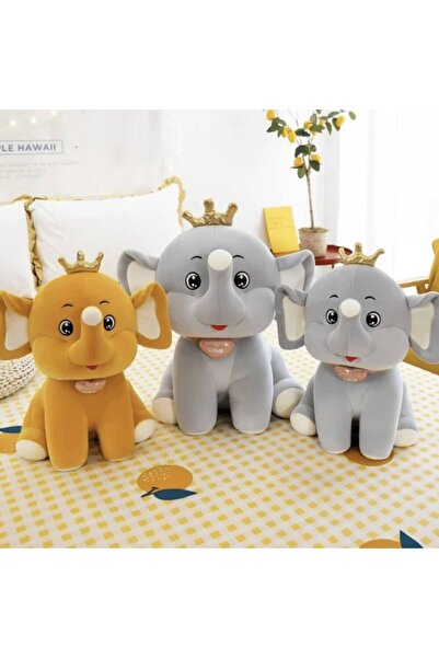 DrKala Digital Kala Premium Plush Elephant, Grey, with Heart and Crown, 30 cm