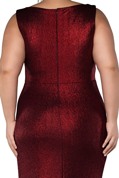 Arden Plus Size Long Mermaid Evening Dress, Glittering Boat Neck, Slit Junior Evening Dress, Invitations, Wedding, 44-50