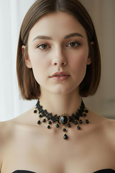 ZETCONCEPT Zet Style “Raven Mourne – Kuzgunun Ağıtı” Siyah Dantel Choker Goti...