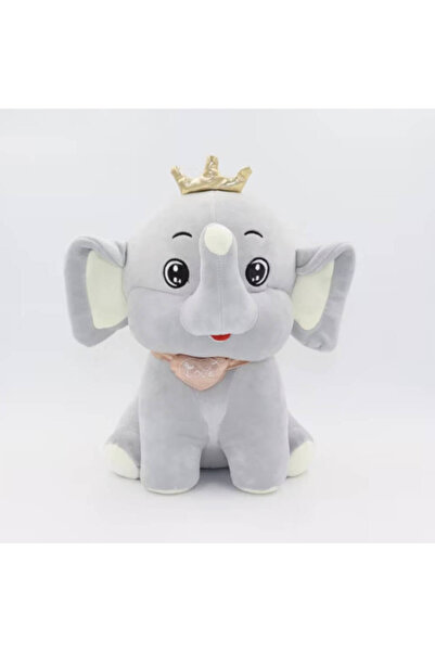 DrKala Digital Kala Premium Plush Elephant, Grey, with Heart and Crown, 30 cm