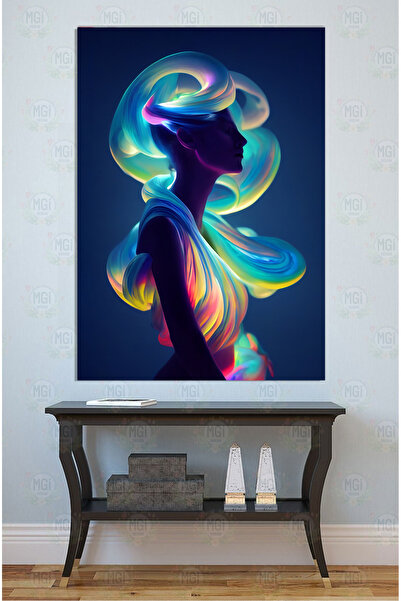 mgifashion Modern Soyut Sanat Neon Işıklı Figür Kanvas Tablo Giriş Salon Duva...