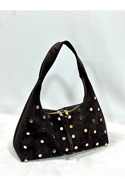 My Easy Shop Mesbag women's genuine suede leather shoulder bag with buckle detail