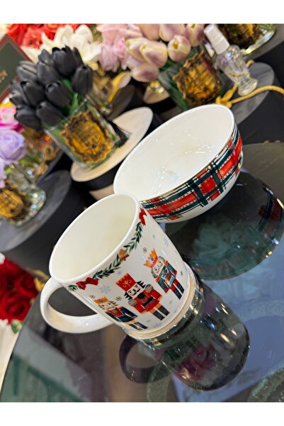 hediye Esterhomedecor Christmas Themed Porcelain Mug and Bowl