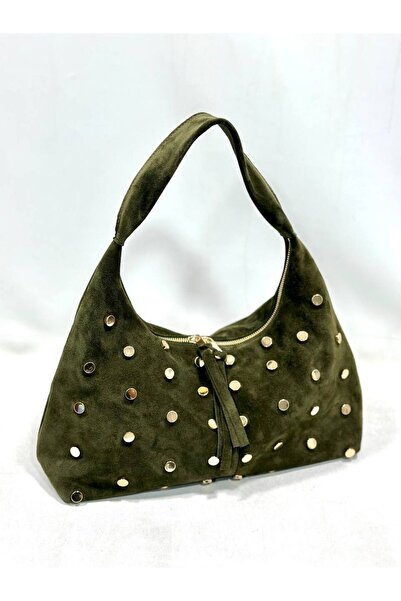 My Easy Shop Mesbag women's genuine suede leather shoulder bag with buckle detail