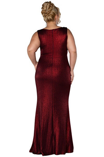 Arden Plus Size Long Mermaid Evening Dress, Glittering Boat Neck, Slit Junior Evening Dress, Invitations, Wedding, 44-50