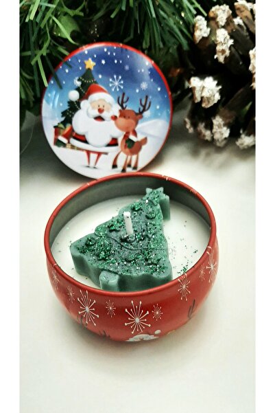 ArtINA esmaraldchic Scented candle in a Christmas box with fir tree, cedar and citronella scent, handmade, soy wax