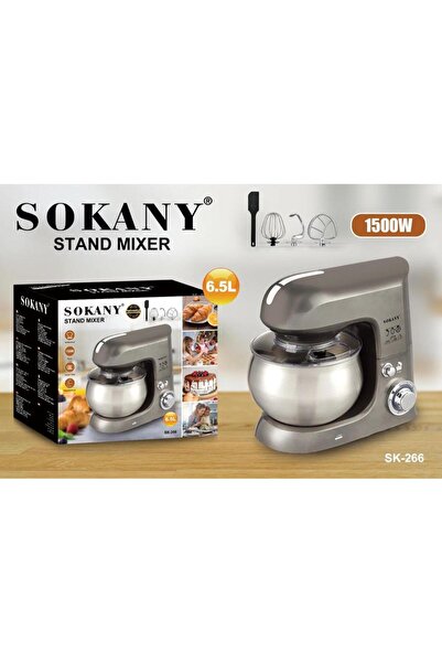 SOKANY SK-266 1500W Stand Mixer, 6.5L Stainless Steel Bowl with 3 Attachments & 6 Speeds