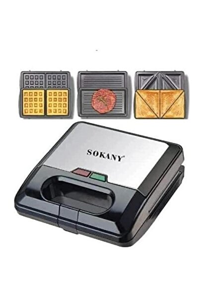 Tradeo SOKANY 3-in-1 Sandwich Maker KJ-303, Waffle Grill & Sandwich Press with Non-Stick Plates