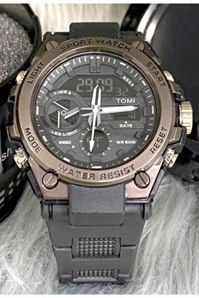 Tomi Hybrid Ana-Digi Sport Watch - Rugged Design - LED Light & Alarm - Water Resistant 50M