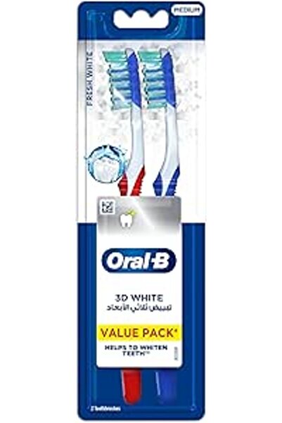 Oral-B فرشاة أسنان أورال بي ثري دي وايت متوسطة 1+1 2S