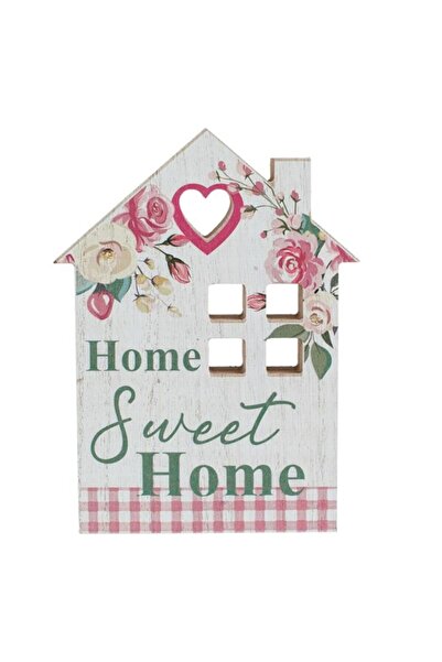 VENITIVO VINDEM CELOR INTELIGENTI VENITIVO® Wooden House-Shaped Interior Decoration 'Home Sweet Home', Ecru