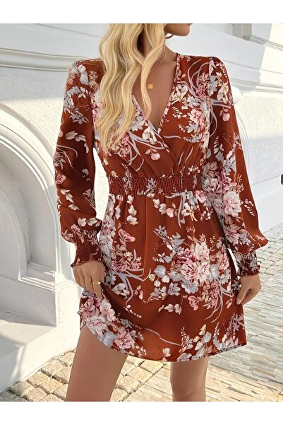 JANES Women's Long Sleeve Double-Breasted Collar Flower Pattern Mini Single J...