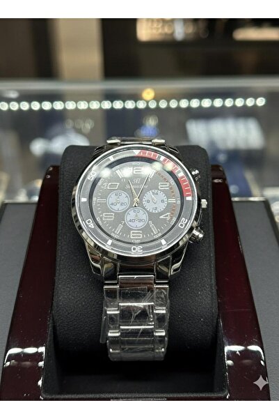 Feronnucci ساعة كرونوغراف رياضية للرجال بسوار فولاذي ذهبي وفضي + مع هدية سوار +