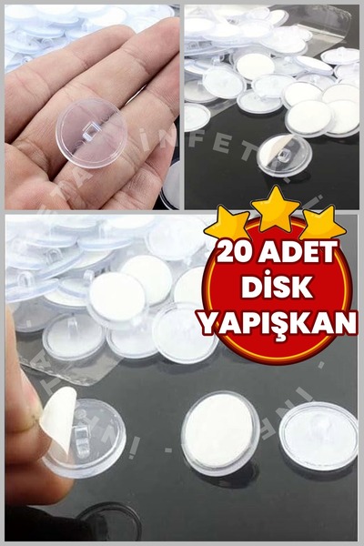 İnfeta 20 Adet Şeffaf Tavan Kapı Disk Yapıştırıcı 3 cm Yuvarlak Güçlü Disk Yapışkanlar