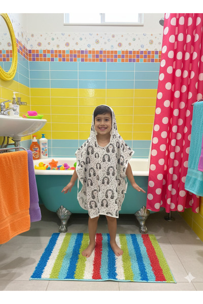 NATURAL FABRICA معطف بانشو للأطفال من الموسلين