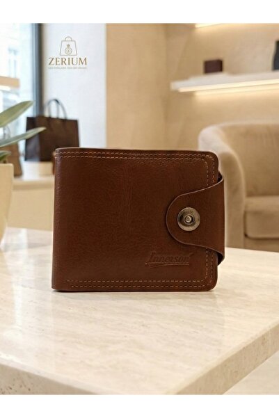 ZERİUM PU Deri Erkek Cüzdan - Taba Renk Klasik Çıtçıtlı Kartlık (Classic Tan)