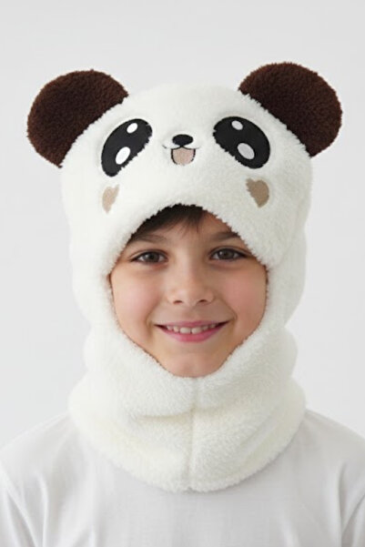 STELLA VESTİNO ​Çocuk Peluş Kar Maskesi - Ayıcık / Panda Figürlü Balaklava