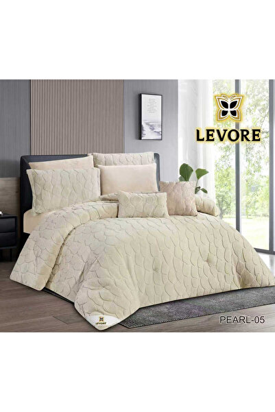 Levore Livory double-sided winter bedspread with faux fur and velvet, suitable for a 200x200cm double bed, 8-piece set PEARL-005