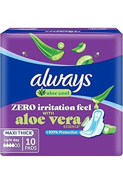 Always فوط صحية ماكسي سميكة برائحة الصبار المنعشة 10 قطع