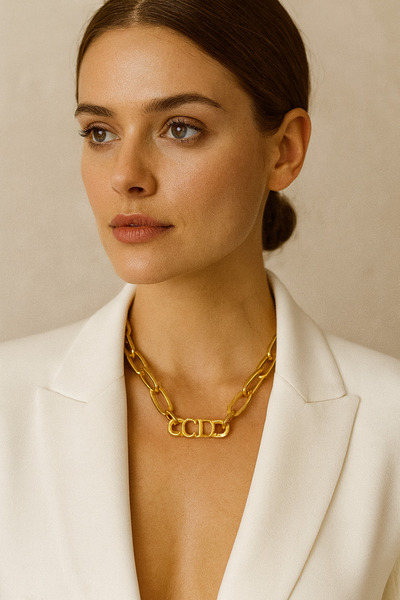 Ka Art Gallery CD harfli, altın renk kaplama çelik kadın kolye. Ayarlanabilir...