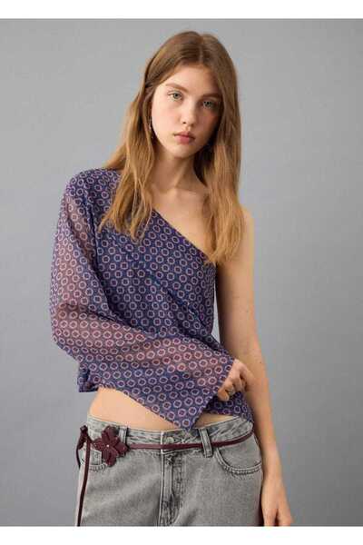 Mango Teen Desenli asimetrik bluz