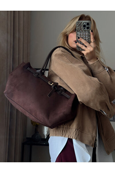 mèche atelier since 2024 Nely Women's Suede Shoulder Bag Bitter Brown