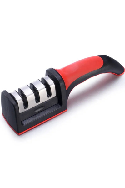 OEM Professional Knife and Scissor Sharpener, 3 Stages, Ergonomic, Anti-Slip, Red/Black