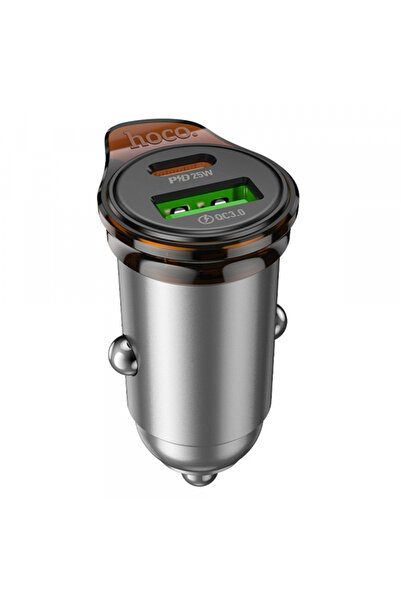 Hoco Car Charger With USB-C Cable NZ16A, 43W, 3A, 1 x USB-A - 1 x USB-C, Gray