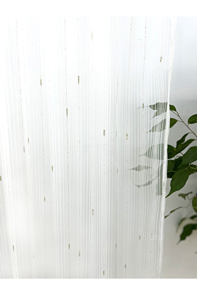 OEM Kitchen curtain, striped texture, 145x200 cm, ivory/gold