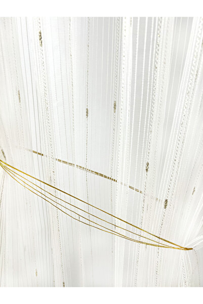 OEM Kitchen curtain, striped texture, 145x200 cm, ivory/gold