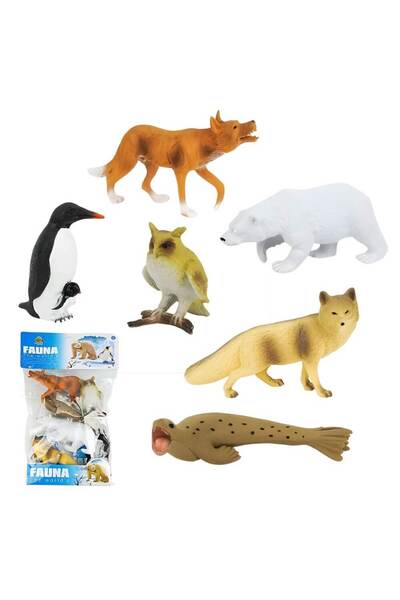 DrKala Set de 6 figurine cu animale polare și exotice, 14 cm, multicolore
