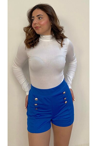 Velista Γυναικείο μαύρο σορτς Scuba Crepe με κουμπιά με λεπτομέρειες