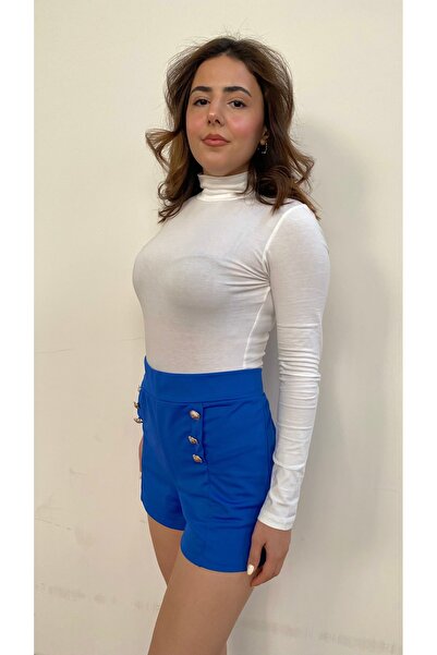 Velista Γυναικείο μαύρο σορτς Scuba Crepe με κουμπιά με λεπτομέρειες