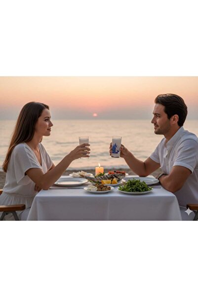 Paşabahçe Blue Sail 4-Piece Raki Glass Set – Marine Concept (200 ml)