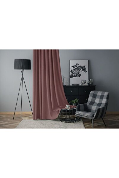 mis home ev tekstil Soft Kadife Fon Perde 90 cm Sık Pile Koyu Gül Kurusu