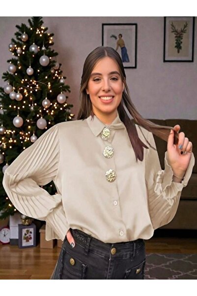 OEM Elegant shirt with pleated sleeves