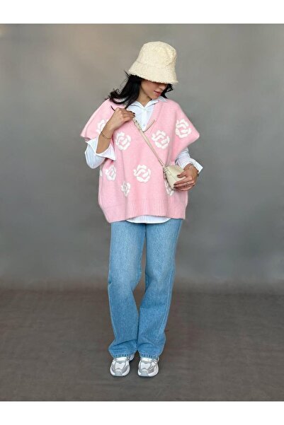 Lavanta Tekstil Rose Embroidered Shirt Sweater Set