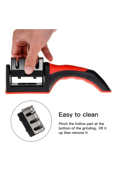 OEM Professional Knife and Scissor Sharpener, 3 Stages, Ergonomic, Anti-Slip, Red/Black