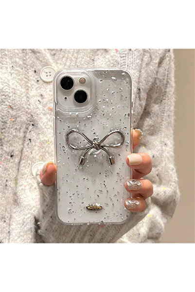 OSG iPhone 13 and 14 Compatible 3D Bow Pattern Embossed Camera Protection Frame Protruding Premium Case