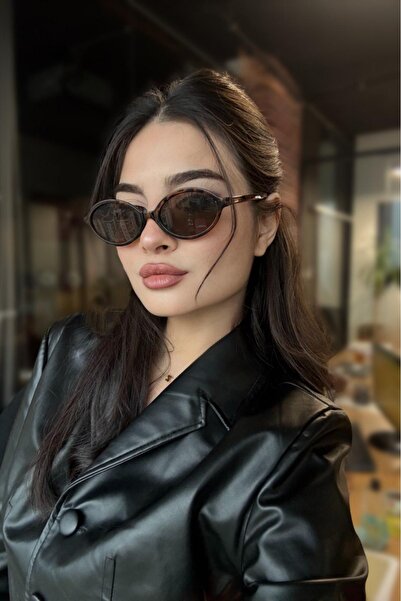 RMSMARKETİNG Leopard Print Oval Sunglasses
