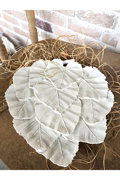 VintageSanat Dekoratif Yaprak Tabak Ham Boyanabilir Obje