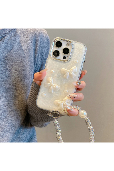 OSG iPhone 16 Pro Max Compatible 3D Bow Pattern Embossed Camera Protection Frame Protruding Premium Case