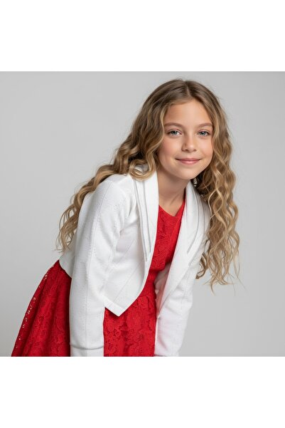 FESSHERA KİDS Girls' Dress with Lace Bolero Jacket Stylish Design Cotton Evening Dress Set