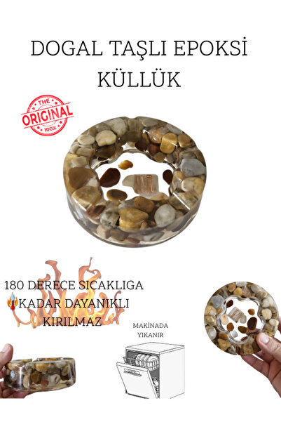 pınaxar Χειροποίητο Εποξειδικό Τασάκι από Φυσική Πέτρα Διάμετρος 12 εκ. Ανθεκ...